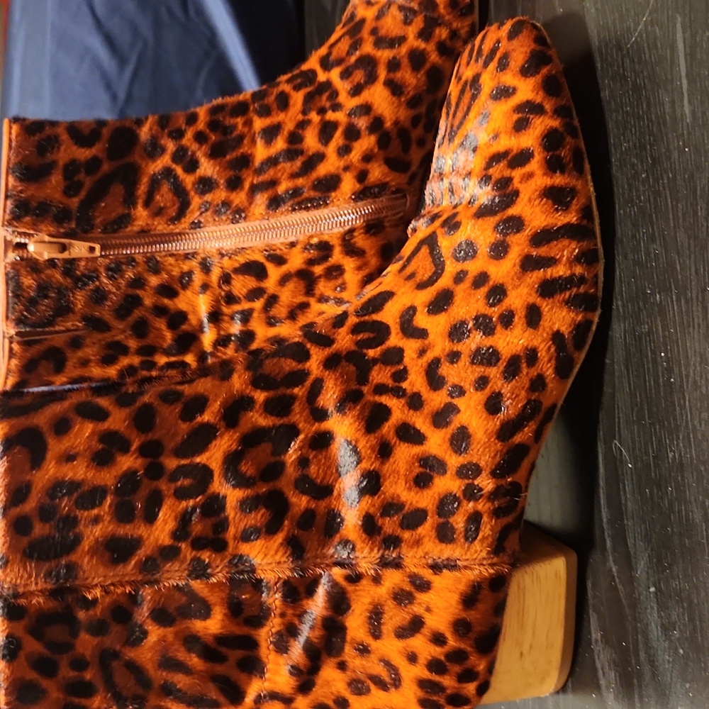 Charlotte Stone Orange Leopard Heeled Boots
